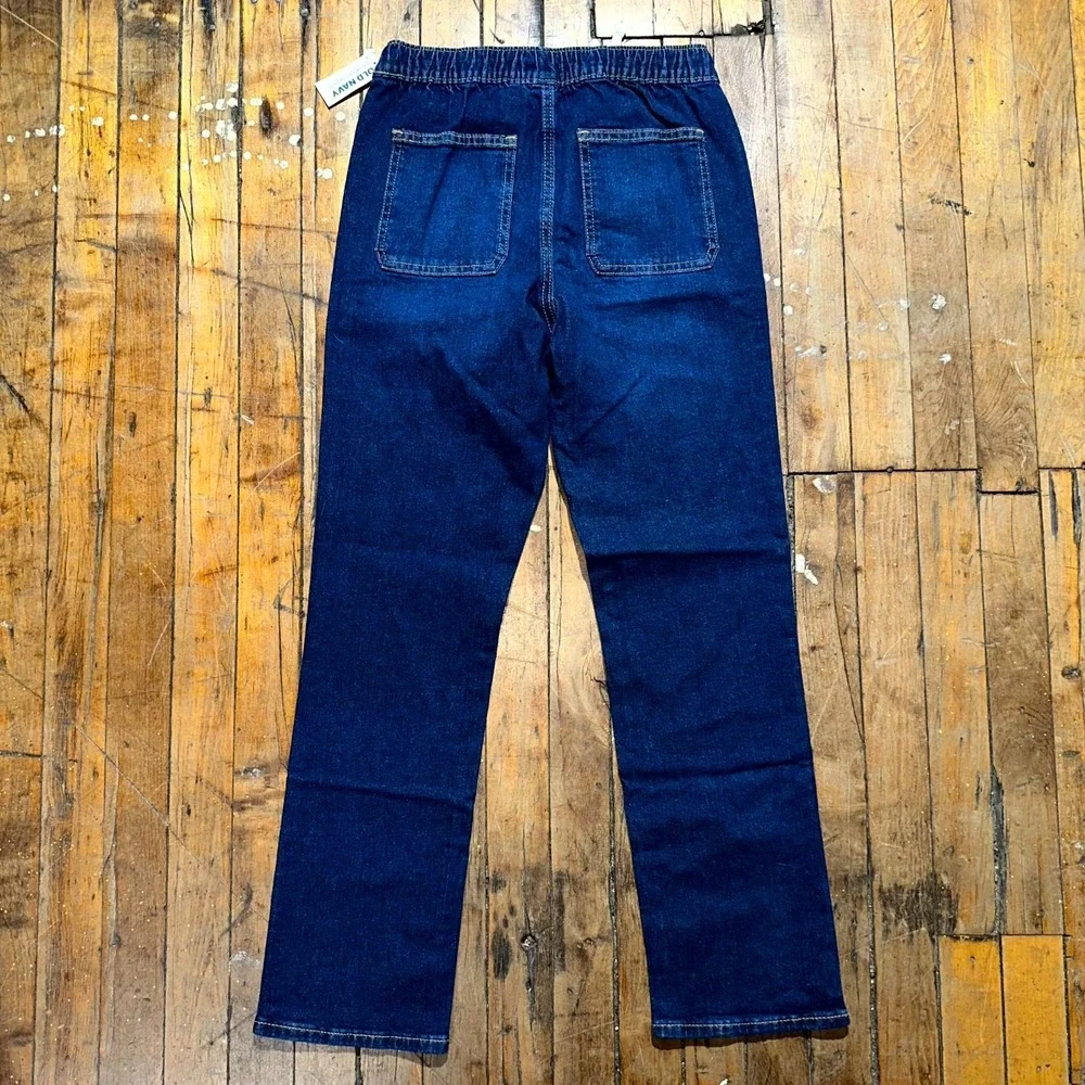 Old Navy Jeans Boys Large Blue Denim Regular Straight Leg‎ Dark Wash Drawstring
